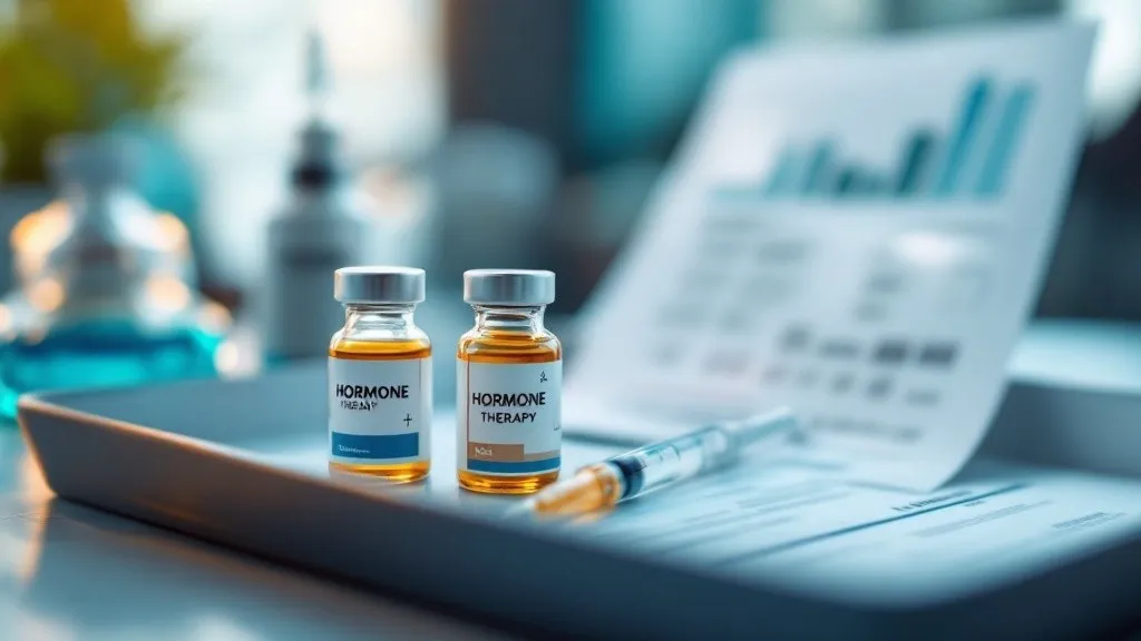 Hormone therapy vials and a syringe on a clinical tray at Rebuild Regen Medical Clinic, Lighthouse Point, FL
